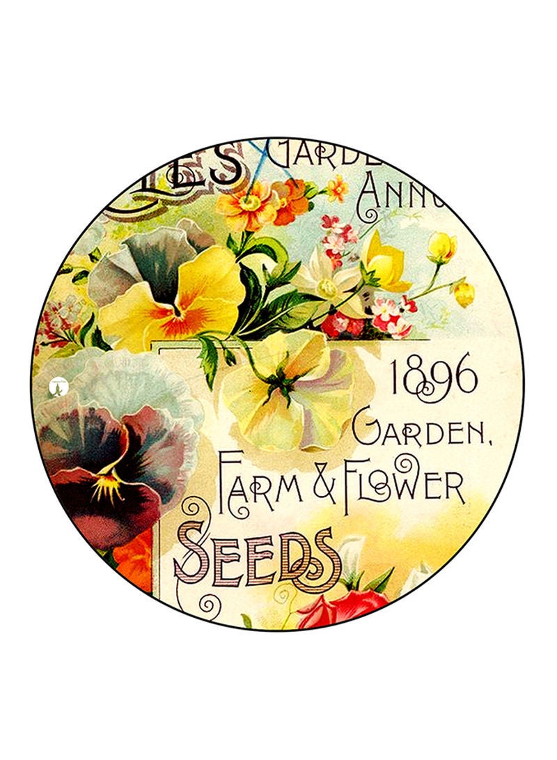 RKN Flowers Printed Mouse Pad  Round  Multicolour