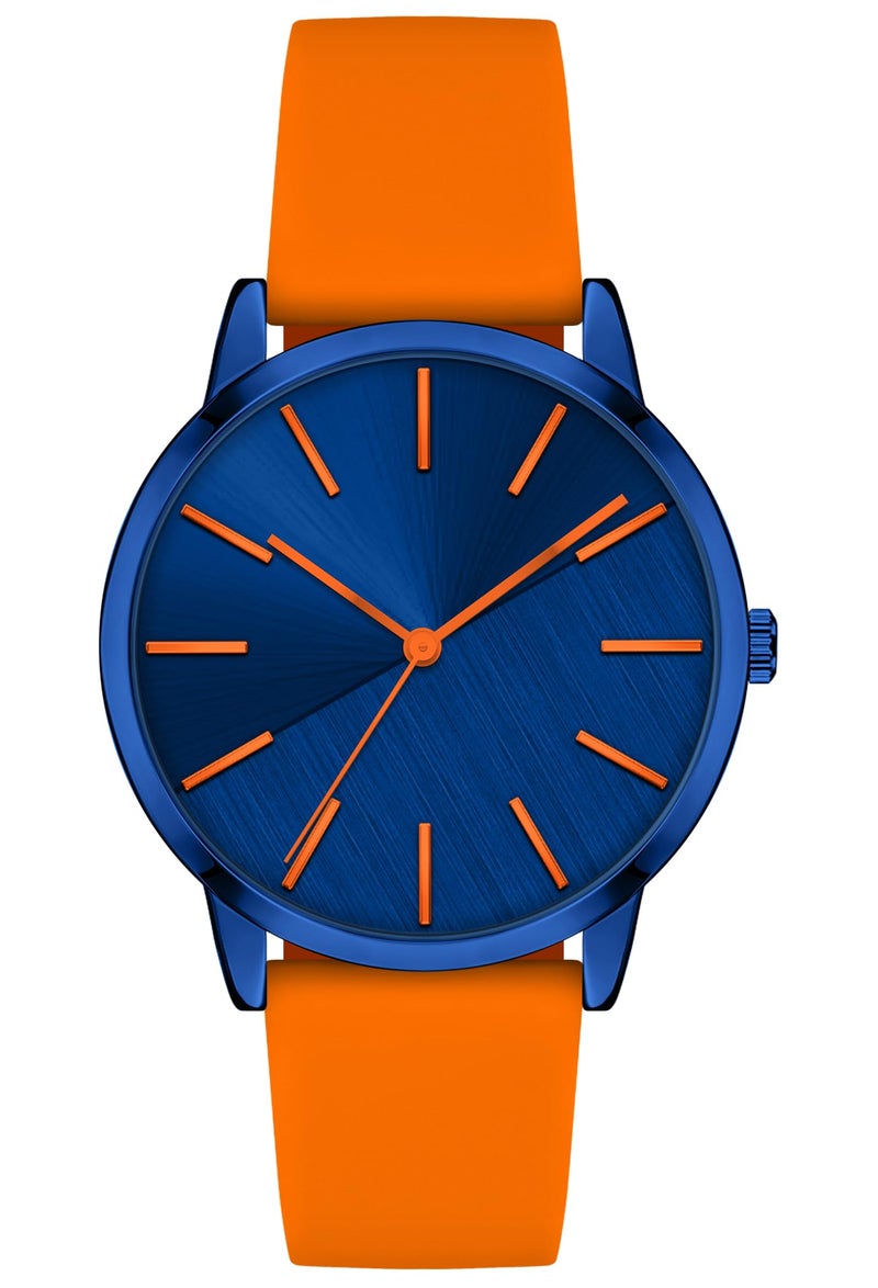 Bisley Womens Watch Soft Silicone Strap Watches Navy Orange Quartz Three Hands Waterproof Watch - Image 2