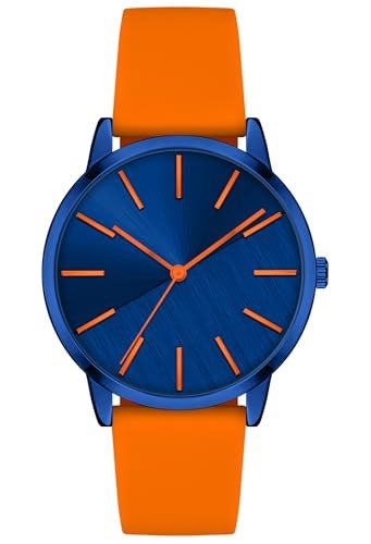Bisley Womens Watch Soft Silicone Strap Watches Navy Orange Quartz Three Hands Waterproof Watch - Image 1