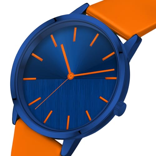 Bisley Womens Watch Soft Silicone Strap Watches Navy Orange Quartz Three Hands Waterproof Watch - Image 3