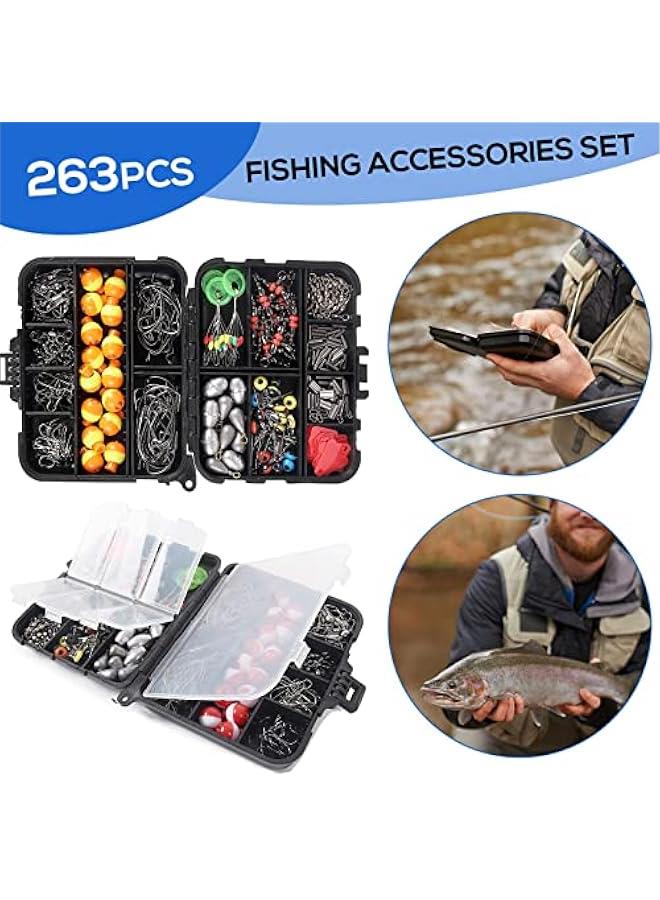 BWSJ 263 Fishing Accessories Kit with Tackle Box, Including Octopus Hooks Jig Hooks Fishing Weights Sinker Slides Spoon Lures Fit for Freshwater and Saltwater Fishing - Image 2