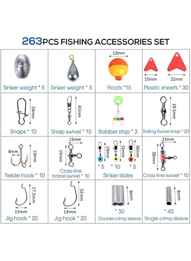 BWSJ 263 Fishing Accessories Kit with Tackle Box, Including Octopus Hooks Jig Hooks Fishing Weights Sinker Slides Spoon Lures Fit for Freshwater and Saltwater Fishing - Image 3