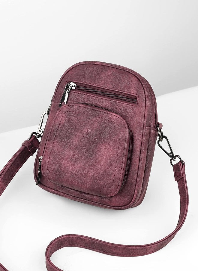 FADEON Mini Crossbody Bags Purses for Women Small Cross Body Purse, Designer Crossbody Purse Shoulder Bag Card Slot Red - Image 3
