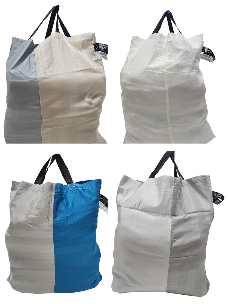 BIANCA Assorted Upcyled Cotton Designer Reusable Large Heavy Duty Shopping Tote Hand Bag -1pc Large Size (eco) Solid-Assorted - Image 3