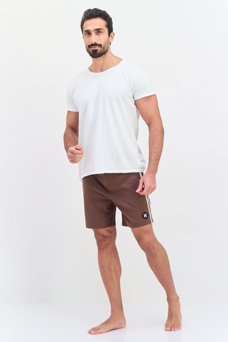 Hurley Men Brand Logo Beachwear Shorts, Brown - Image 4
