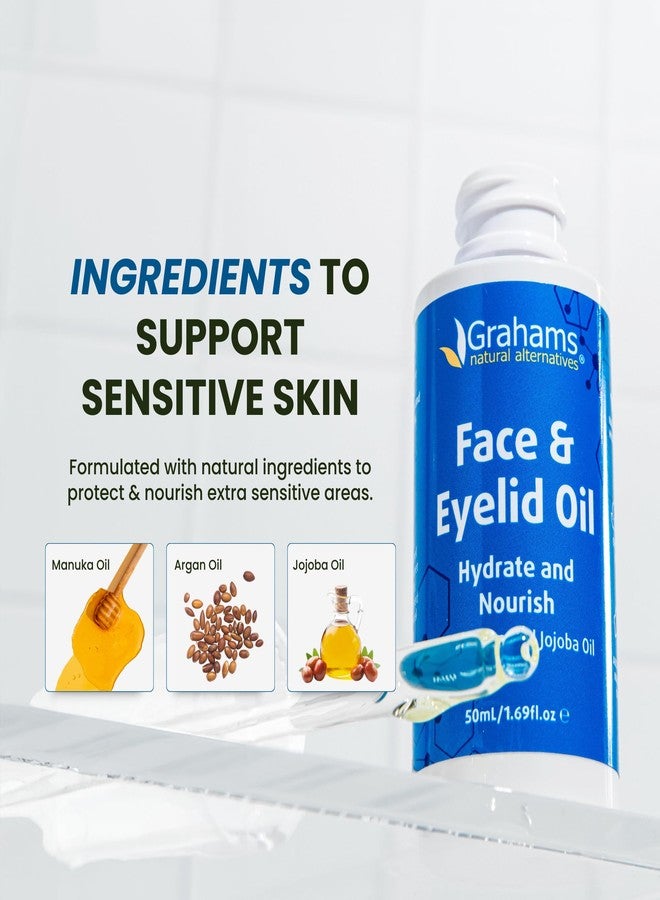 Grahams Natural زيت الوجه والجفن الطبيعي من غراهام - للبشرة الجافة جداً حول العين والوجه، الإكزيما والتهاب الجلد حول الفم - خالي من الستيرويدات، مضاد للحساسية، غير كوميدوغينيك - مع زيت الأركان وزيت الجوجوبا (1 × 1.69 أونصة سائلة)  - Image 3