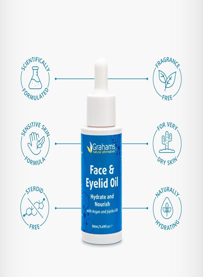 Grahams Natural زيت الوجه والجفن الطبيعي من غراهام - للبشرة الجافة جداً حول العين والوجه، الإكزيما والتهاب الجلد حول الفم - خالي من الستيرويدات، مضاد للحساسية، غير كوميدوغينيك - مع زيت الأركان وزيت الجوجوبا (1 × 1.69 أونصة سائلة)  - Image 4