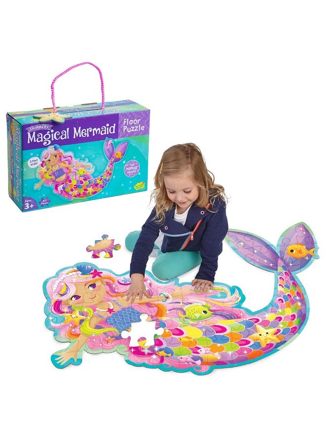 Peaceable Kingdom Shimmery Magical Mermaid Floor Puzzle - Image 1