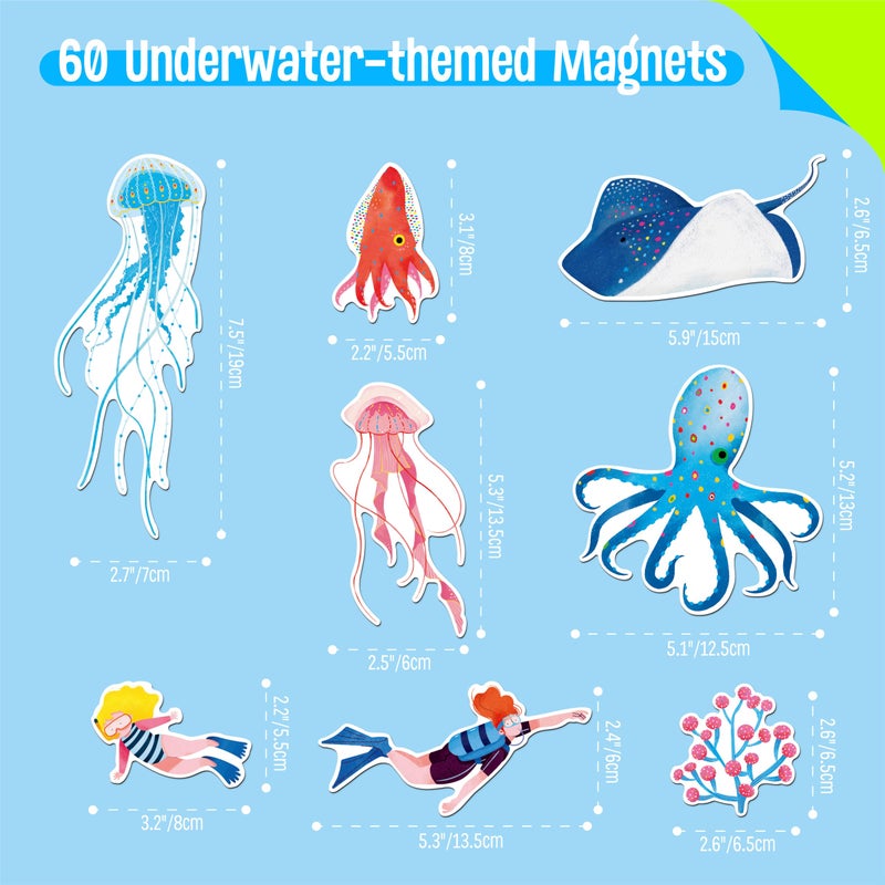 SpriteGru 60PCS Magnetic Cruise Door Decorations, Large Underwater-Themed Magnets Waterproof Reusable Navigation Cruise Cabin, Ship, Car Decors for Refrigerator, Carnival Cruise Party - Image 2