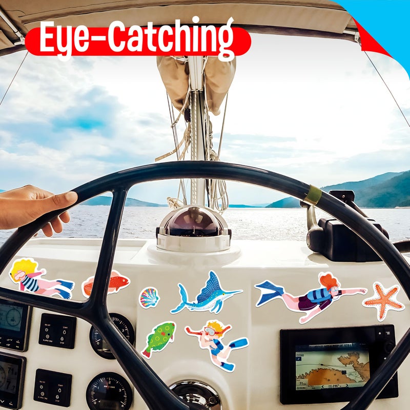SpriteGru 60PCS Magnetic Cruise Door Decorations, Large Underwater-Themed Magnets Waterproof Reusable Navigation Cruise Cabin, Ship, Car Decors for Refrigerator, Carnival Cruise Party - Image 5
