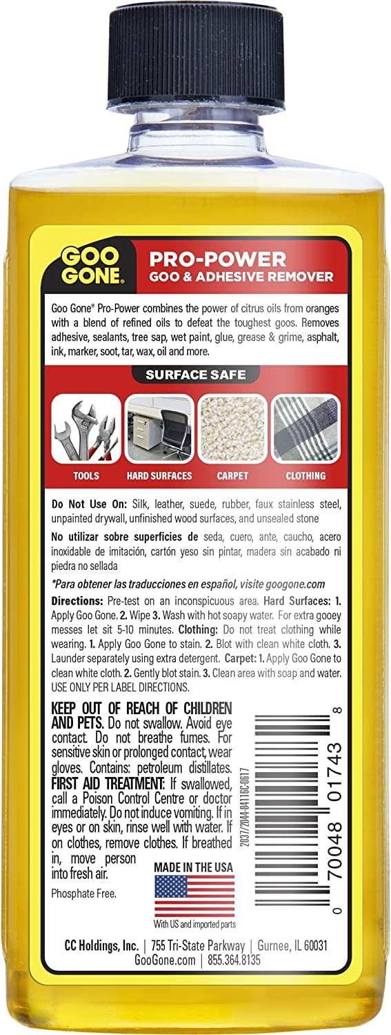 Goo Gone Pro Power Adhesive Remover | Removes Stickers, Goo, Tar, Grease, Great on Tools | Surface Safe, Fresh Citrus Scent - 2 Pack with Scraper Tool, Sticker Lifter - Image 2