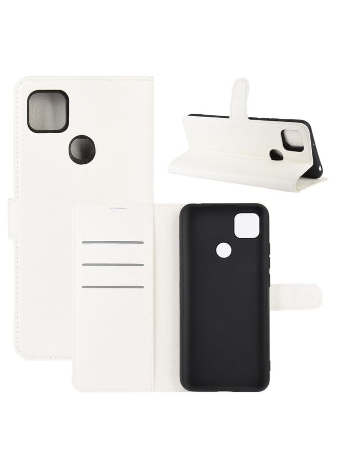 HuHa Case Cover For Xiaomi Redmi 9C Litchi Texture Horizontal Flip Protective Case with Holder & Card Slots & Wallet White 