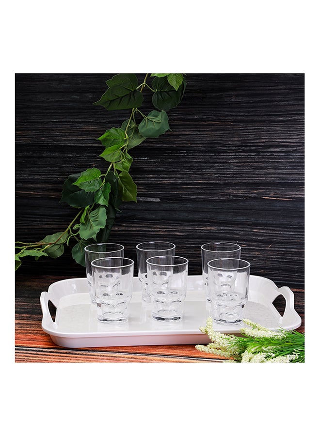 Royalford Serving Tray With Handle Pearl White 17.5inch - Image 2