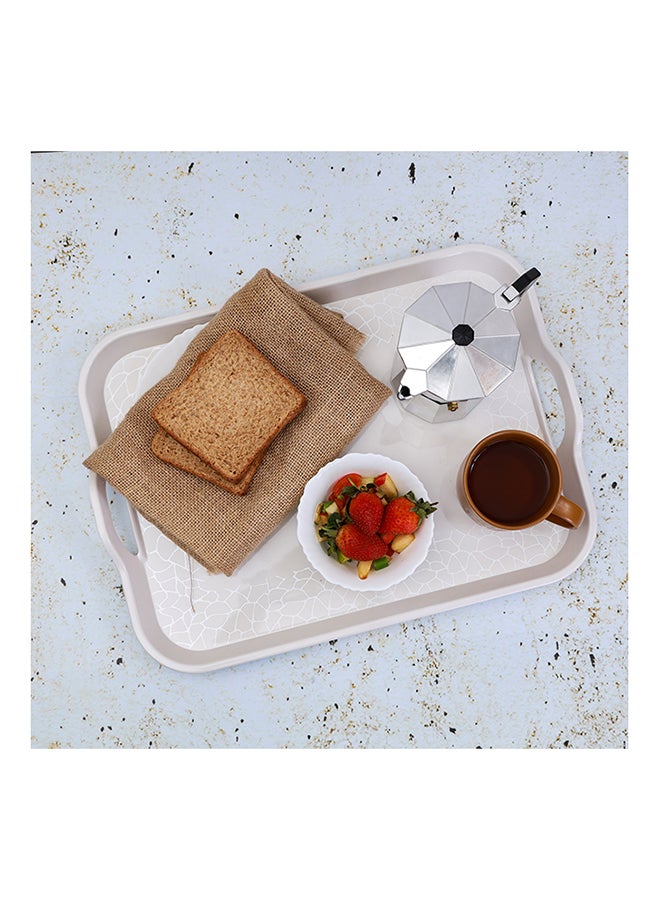 Royalford Serving Tray With Handle Pearl White 17.5inch - Image 5