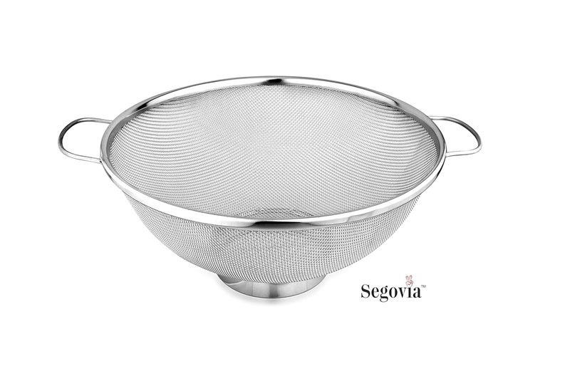 SEGOVIA Food Grade Stainless Steel Multipurpose Puran Jali Chalni Mesh Strainer Colander Strainer for Washing Rice Pasta Small Grains Vegetables Fruits Capacity 3000ml 1Pc 26CM - Image 4