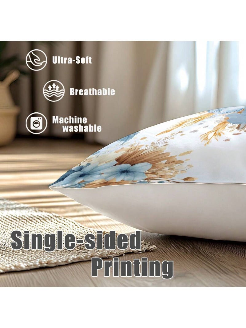 Ramadan Decorations Cushion Cover Set 4 PCS 45 x 45 cm Floral Lantern Crescent Moon Design - Image 5