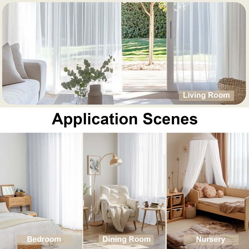 OWENIE Sheer White Curtains, Sheer Curtains 90 inches Long 2 Panels Set, Rod Pocket Voile Fimly Sheer Drapes for Living Room/Bedroom, 2pcs, Each 42" W x 90" L - Image 5