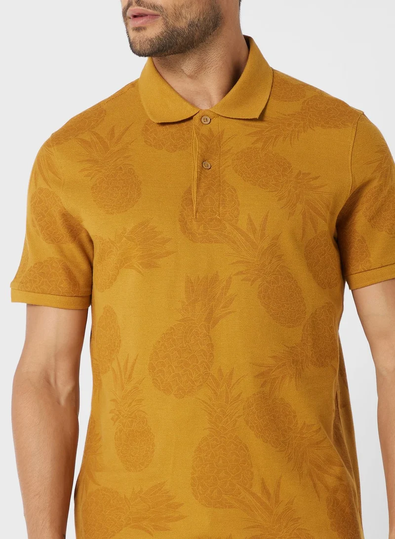 Mango Man Pineapple Printed Polo