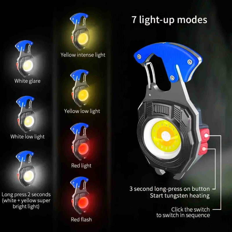 Beemen Multi-Purpose Portable Rechargeable Keychain Camping Flashlight Star Flat Screwdriver Lighter Torch Opener  - Image 2