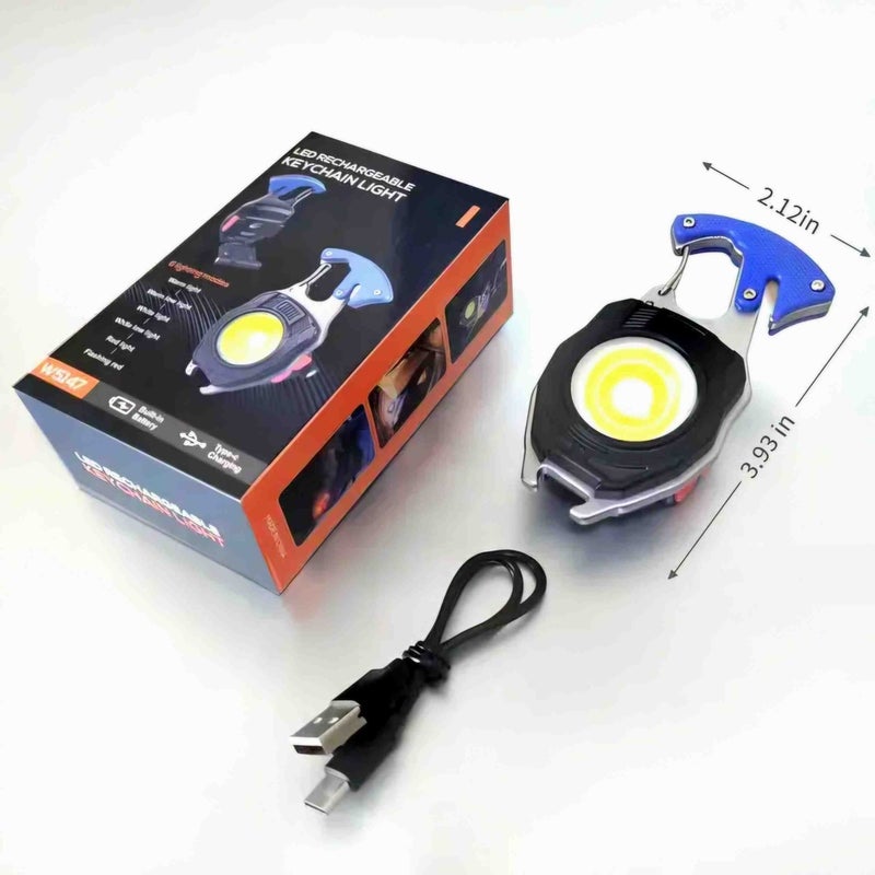 Beemen Multi-Purpose Portable Rechargeable Keychain Camping Flashlight Star Flat Screwdriver Lighter Torch Opener  - Image 5