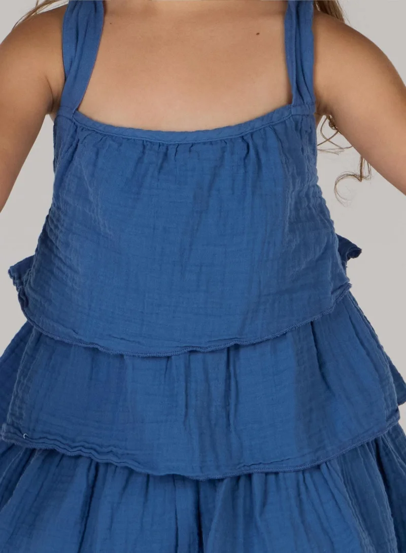 Just Nature royal blue Open Back Ruffled Pinafore Dress for Women | Best Price UAE