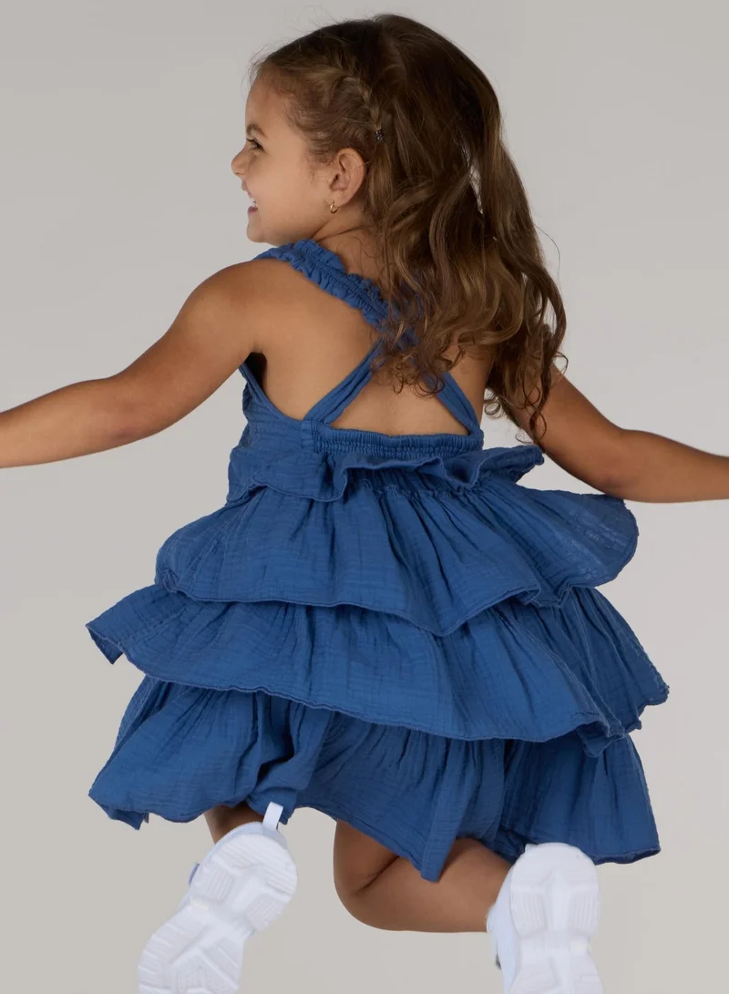 Just Nature Open Back Ruffled Pinafore Dress