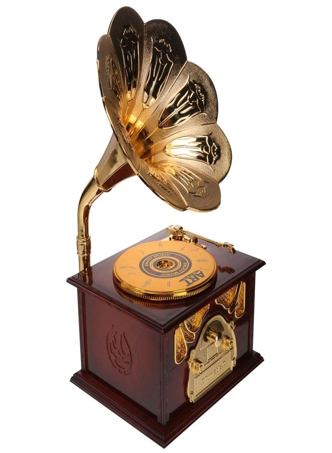 PRETYZOOM Retro Phonograph Music Box, Creative Plastic Gramophone Desktop Ornament, Vintage Home Office Decor for Musical Friends and Family, Brown - Image 1