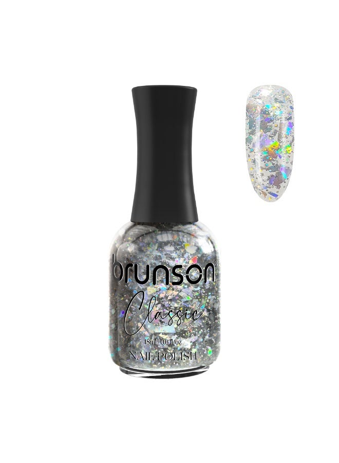 Brunson Classic Nail Polish 18ml Fast Dry Nail Lacquer Nail Harderner Normal Polish Glossy Gel Effect Quick Air Dry Long-Lasting Natural Nail Enamel Salon Quality Manicure Pedicure Regular Polish - Image 1
