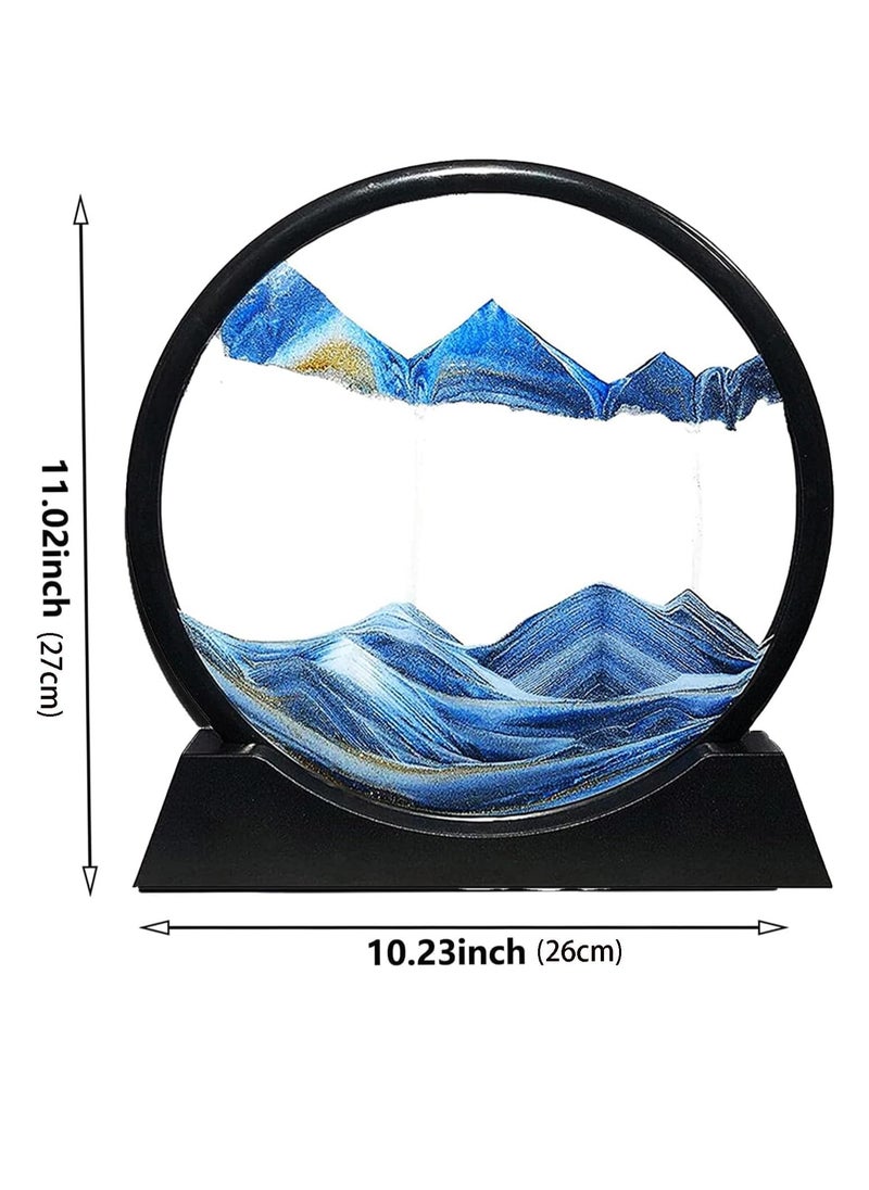 Generic Flowing Sand Painting, Moving Sand Art Picture Round Glass 3D Deep Sea Sandscape In Motion Display Flowing Sand Frame, Relaxing Desktop Home Office Work Decor  - Image 2