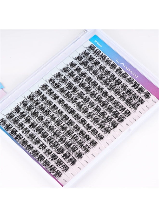 LANKIZ DIY Eyelash Extensions,Individual Lash Extensions Clusters,154 Clusters, Soft and Lightweight 14mm Only Mix Resuale Wide Band Cluster Lashes for Home use (Natural D curl) - Image 1