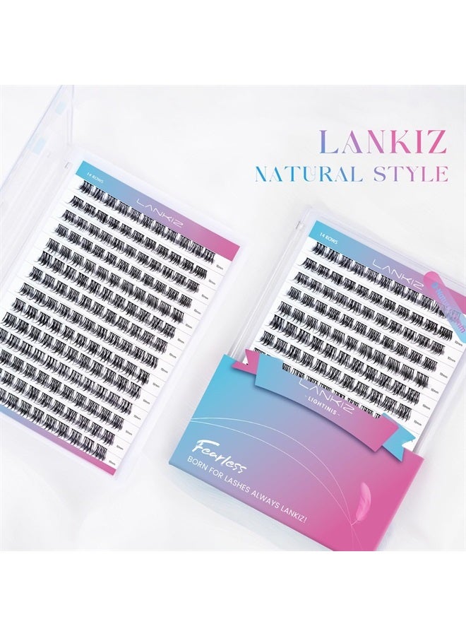 LANKIZ DIY Eyelash Extensions,Individual Lash Extensions Clusters,154 Clusters, Soft and Lightweight 14mm Only Mix Resuale Wide Band Cluster Lashes for Home use (Natural D curl) - Image 4