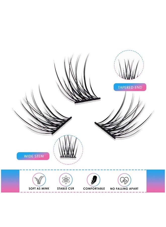 LANKIZ DIY Eyelash Extensions,Individual Lash Extensions Clusters,154 Clusters, Soft and Lightweight 14mm Only Mix Resuale Wide Band Cluster Lashes for Home use (Natural D curl) - Image 2