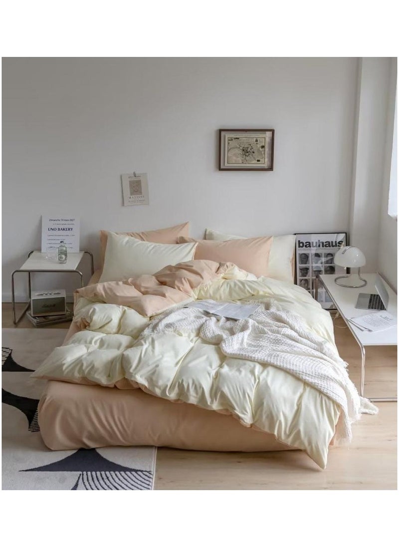 llwoo Single Size Bed Sheet Duvet Cover Set – 4-Piece Luxury Bedding Set, Highly Breathable & Ultra Soft – Includes 1 Fitted Sheet, 1 Fitted Sheet & 2 Pillowcases – Light Color, Premium Quality Bed Sheets  - Image 1