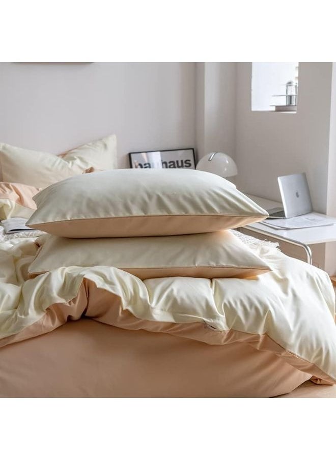 llwoo Single Size Bed Sheet Duvet Cover Set – 4-Piece Luxury Bedding Set, Highly Breathable & Ultra Soft – Includes 1 Fitted Sheet, 1 Fitted Sheet & 2 Pillowcases – Light Color, Premium Quality Bed Sheets  - Image 3