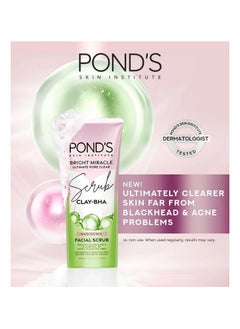 Pond's Bright Miracle Ultimate Pore Clear Scrub CLAY-BHA Niasorcinol Facial Scrub Reduces Blackheads & Clears 99% Of Acne-causing Bacteria 100g X 3  - Image 3