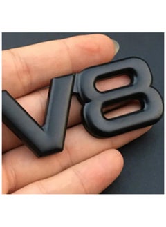 بيعتكلها 3D معدن V8 سيارة حرف الحاجز شعار الجانب الخلفي الذيل الجذع الشارات شعار شارة ملصق مائي التصميم اكسسوارات السيارات (أسود)  - Image 2