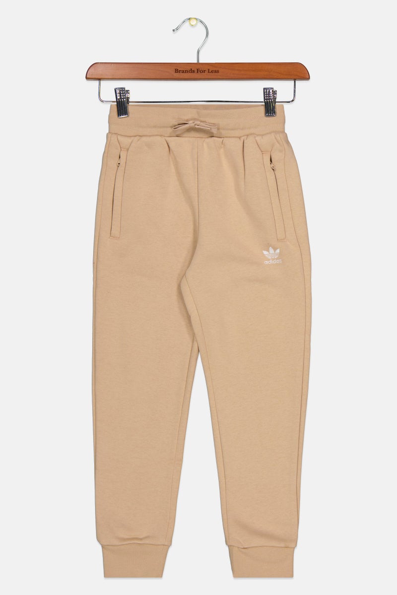 adidas Originals Kids Girl Sport Fit Drawstring Outdoor Sweatpants, Beige  - Image 1