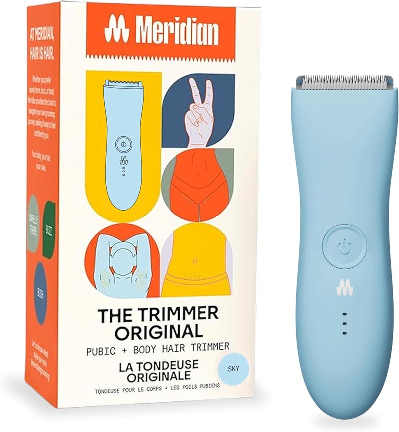 Meridian The Trimmer Original - Body Hair Trimmer for Men, Electric Shaver for Pubic Hair, Chest, Legs & Bikini, Waterproof & Rechargeable, Sky - Image 1