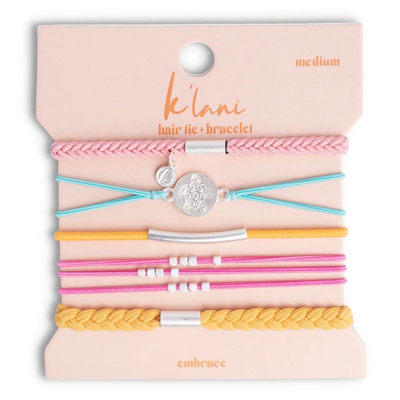 K'lani Hair Tie Bracelets for Women - Elastic Hair Bands That Double as Stylish Jewelry - Embrace - Medium - Image 1