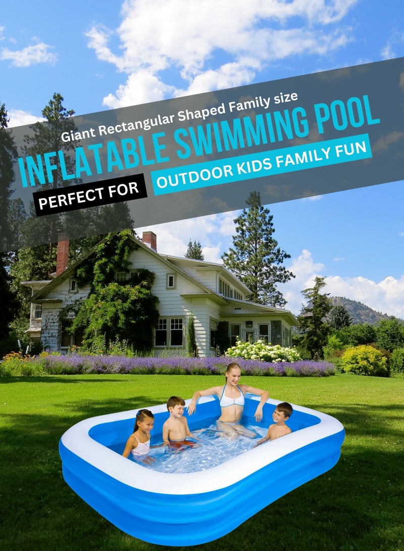 Giant Inflatable Kiddie Pool, Family and Kids Inflatable Rectangular Pool 2 meter Long (200 X 150 X 50)CM,Family Lounging Pool.
