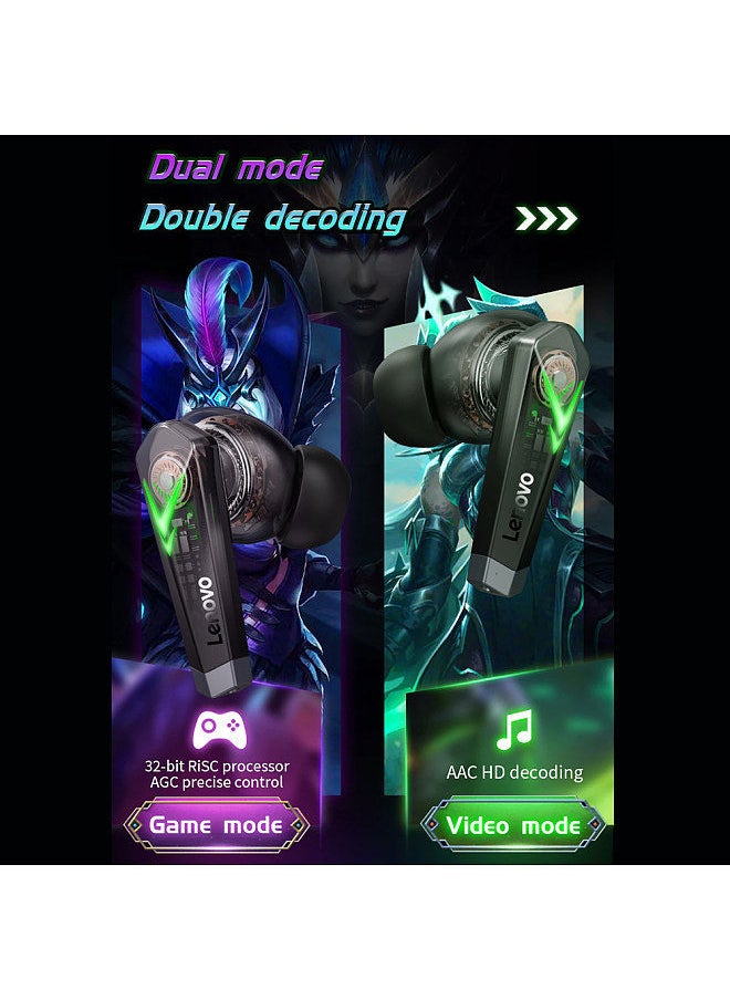 Lenovo Group Limited - Lenovo LP6 Game Headset BT5.0 Wireless Earphones 65ms Low Latency DSP Noise Reduction Game/Music Dual Mode In-ear Earbuds for Gamers Sports Compatible with iOS Android Black - Image 1