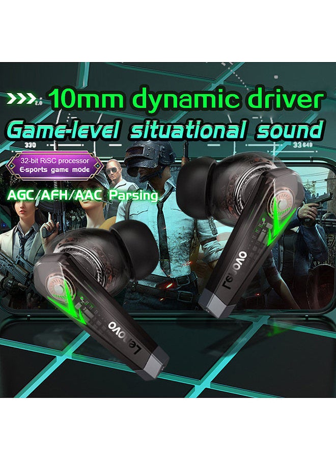 Lenovo Group Limited - Lenovo LP6 Game Headset BT5.0 Wireless Earphones 65ms Low Latency DSP Noise Reduction Game/Music Dual Mode In-ear Earbuds for Gamers Sports Compatible with iOS Android Black - Image 1