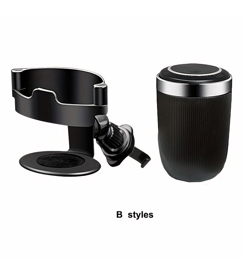 2 Pieces Universal Car Cup Holder with Mini Storage Bin 360 Rotatable Hanging Drink Organizer Leak Proof ABS - Image 1