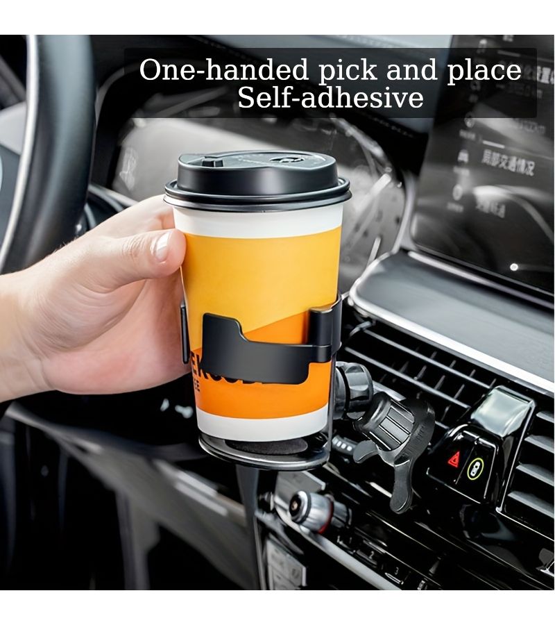 2 Pieces Universal Car Cup Holder with Mini Storage Bin 360 Rotatable Hanging Drink Organizer Leak Proof ABS - Image 3
