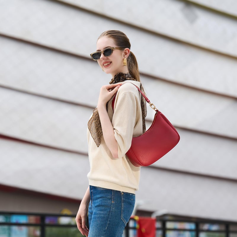 CYHTWSDJ Shoulder Bags for Women, Cute Hobo Tote Handbag Mini Clutch Purse with Zipper Closure (Red-G) - Image 2