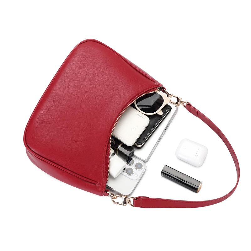 CYHTWSDJ Shoulder Bags for Women, Cute Hobo Tote Handbag Mini Clutch Purse with Zipper Closure (Red-G) - Image 4