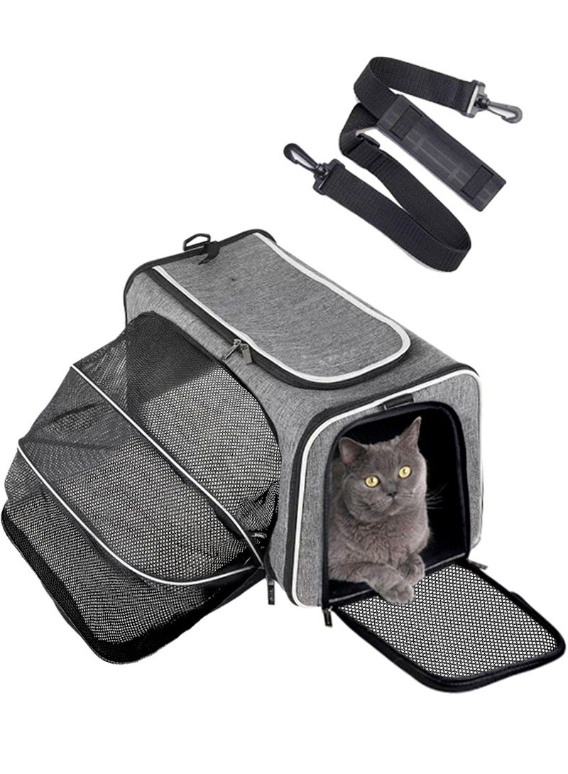 Generic Pet Carrier Bag, Single side expandable for Medium and Big Cats, Small Dogs, Portable and Foldable Cat Carrier Great for Travel, Outdoor, Hiking, Camping - Image 1