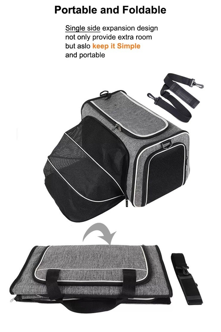 Generic Pet Carrier Bag, Single side expandable for Medium and Big Cats, Small Dogs, Portable and Foldable Cat Carrier Great for Travel, Outdoor, Hiking, Camping - Image 3