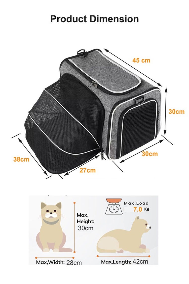 Generic Pet Carrier Bag, Single side expandable for Medium and Big Cats, Small Dogs, Portable and Foldable Cat Carrier Great for Travel, Outdoor, Hiking, Camping - Image 4