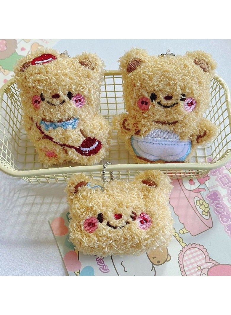 general Butter Bear Plush Toy Pendant Keychain - Women's Bag Pendants - Women's Gifts (3 Pcs) - Image 1